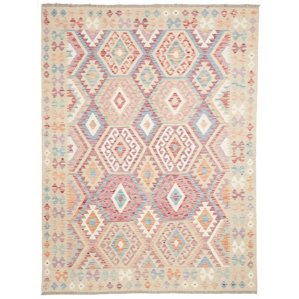 Tappeto Kilim Afghanistan bianco marrone 183x245