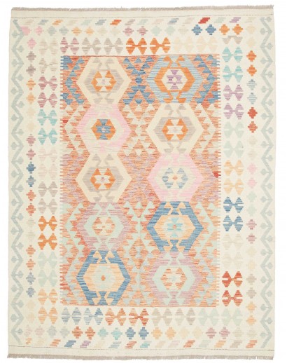Tappeto Kilim Afghanistan bianco arancione 157x201