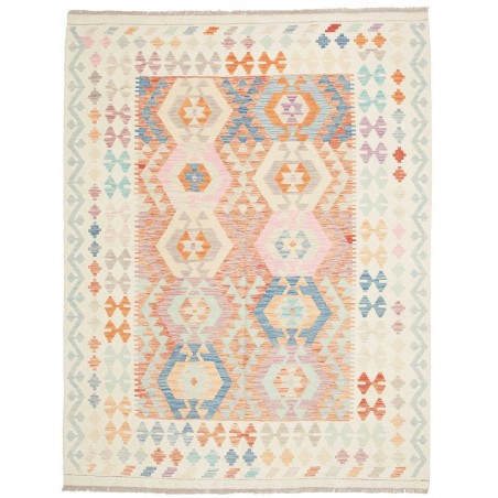 Tappeto Kilim Afghanistan bianco arancione 157x201
