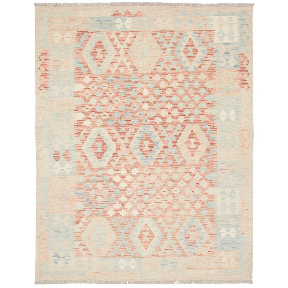Tappeto Kilim Afghanistan bianco rosso 148x192