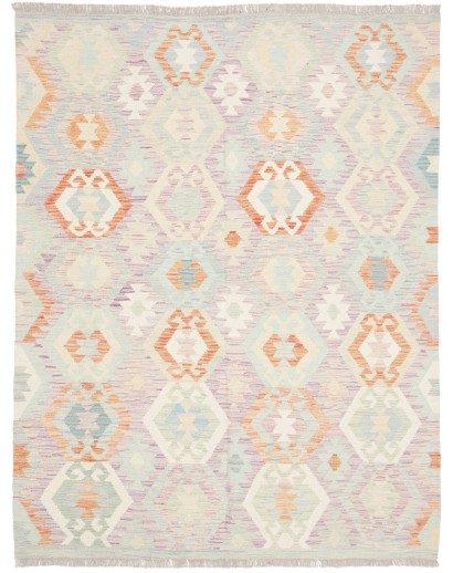 Tappeto Kilim Afghanistan bianco arancione 150x197