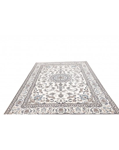 Tappeto Nain Kashmar Persia bianco grigio 187x291