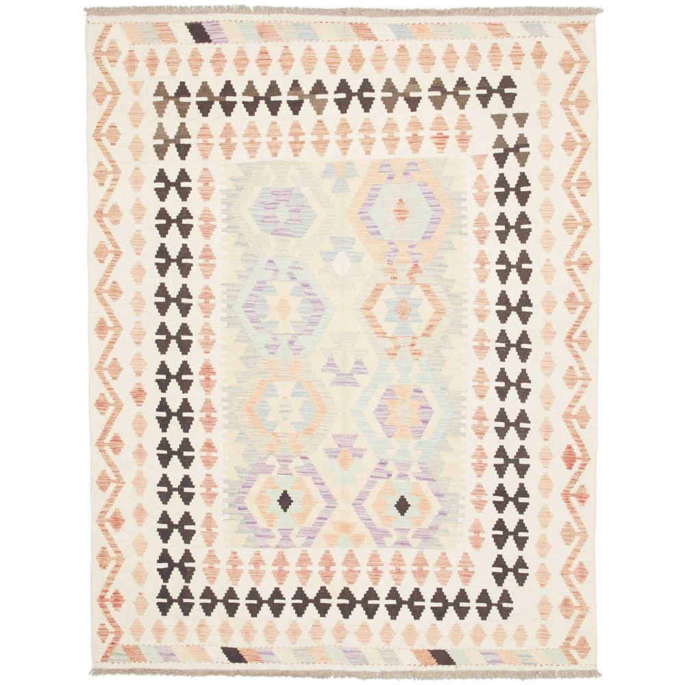 Tappeto Kilim Afghanistan bianco azzurro 150x196