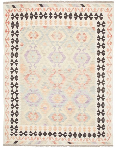 Tappeto Kilim Afghanistan bianco verde 154x200