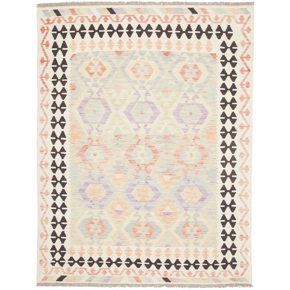 Tappeto Kilim Afghanistan bianco verde 154x200