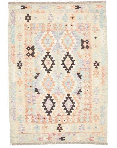 Tappeto Kilim Afghanistan bianco verde 130x181