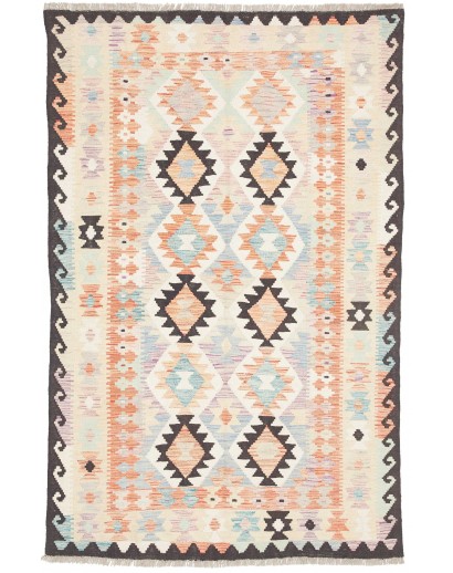 Tappeto Kilim Afghanistan bianco grigio 119x182