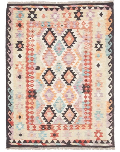 Tappeto Kilim Afghanistan giallo grigio 137x180