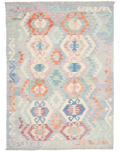 Tappeto Kilim Afghanistan bianco rosso 133x174