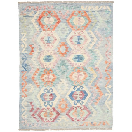 Tappeto Kilim Afghanistan bianco rosso 133x174