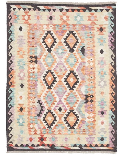 Tappeto Kilim Afghanistan bianco grigio 131x177
