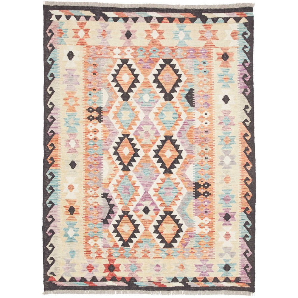 Tappeto Kilim Afghanistan bianco grigio 131x177