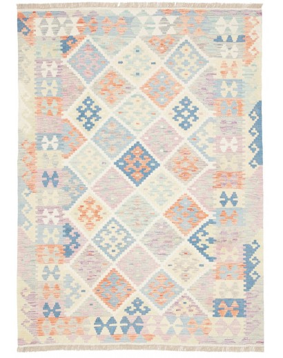 Tappeto Kilim Afghanistan bianco grigio 126x174