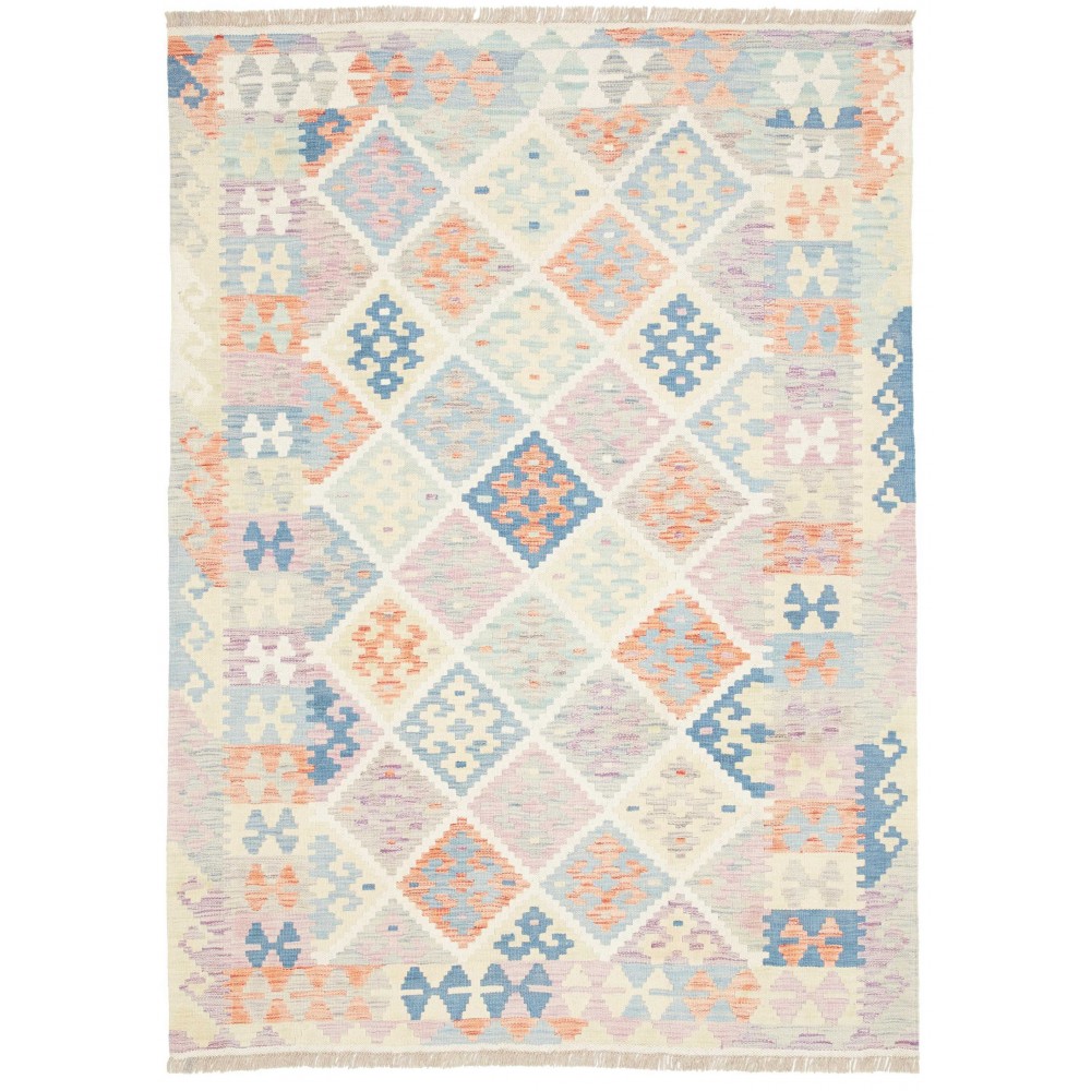 Tappeto Kilim Afghanistan bianco grigio 126x174