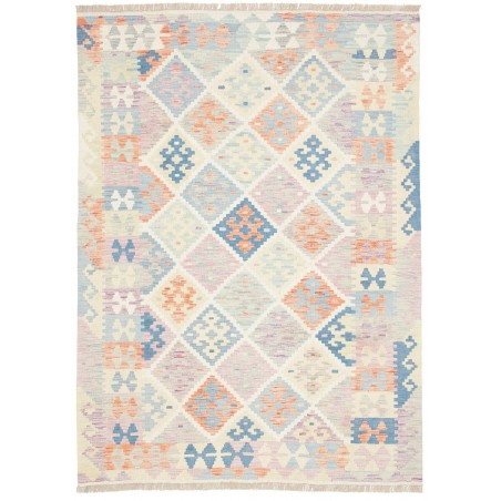 Tappeto Kilim Afghanistan bianco grigio 126x174