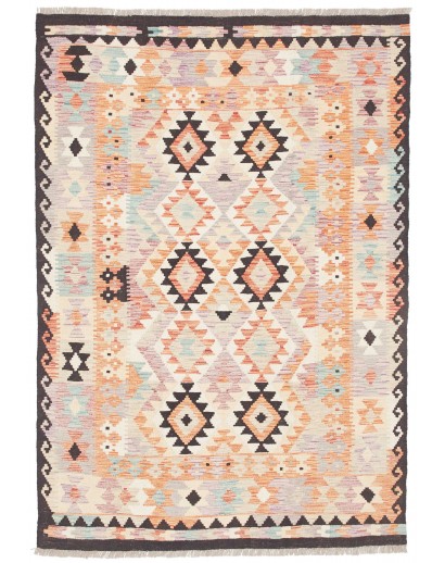 Tappeto Kilim Afghanistan giallo grigio 122x174