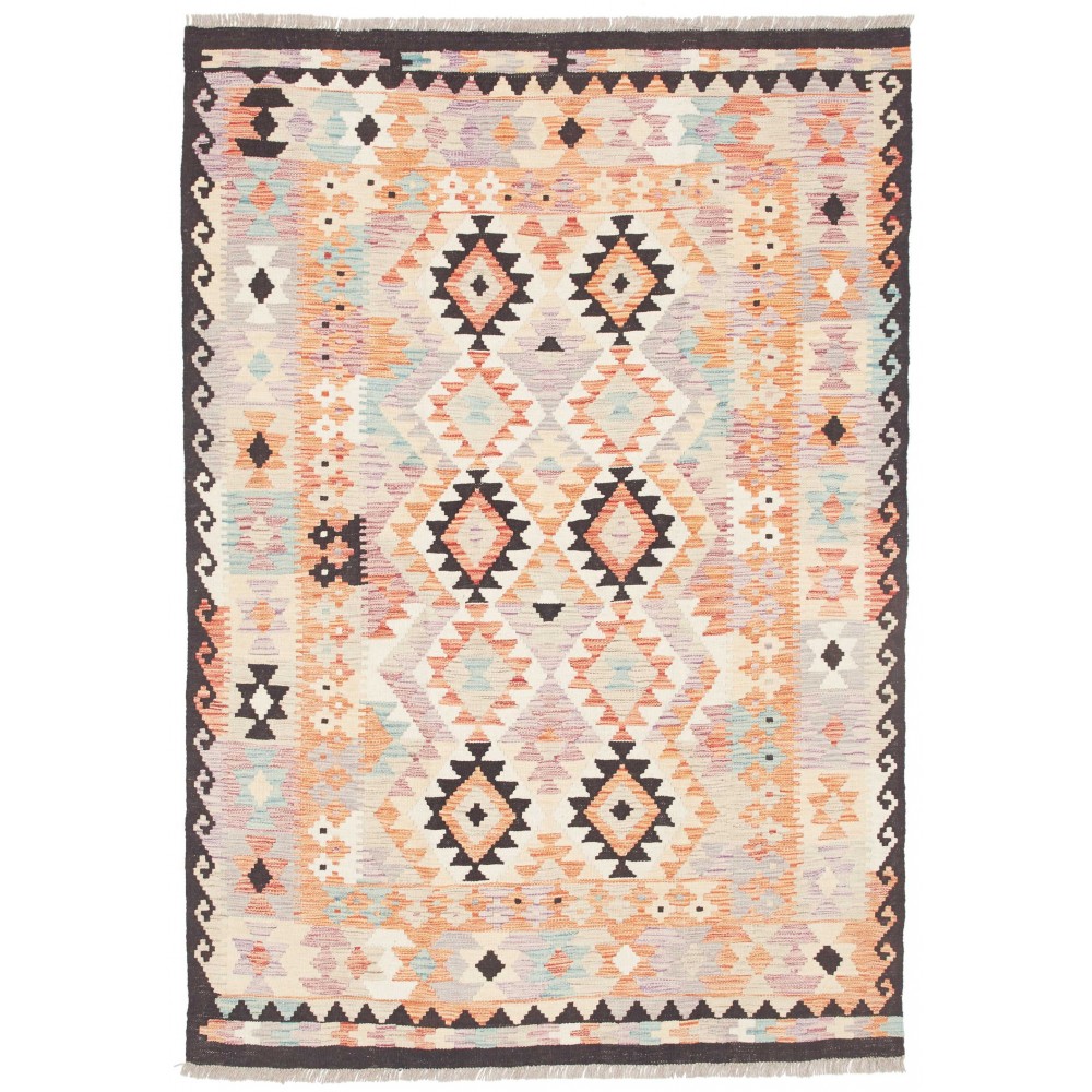 Tappeto Kilim Afghanistan giallo grigio 122x174