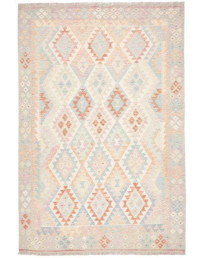 Tappeto Kilim Afghanistan bianco rosso 199x291
