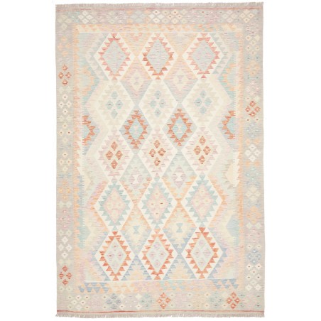 Tappeto Kilim Afghanistan bianco rosso 199x291