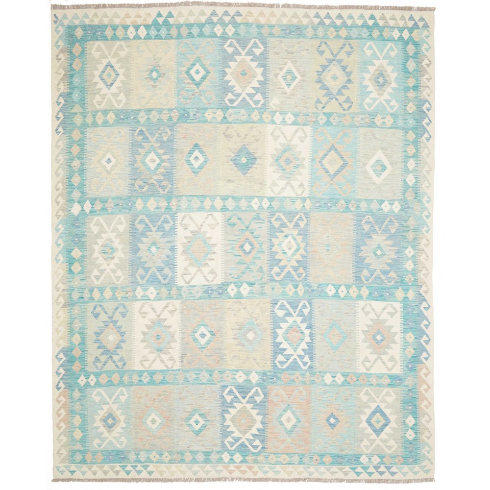 Tappeto Kilim Afghanistan bianco verde 245x306