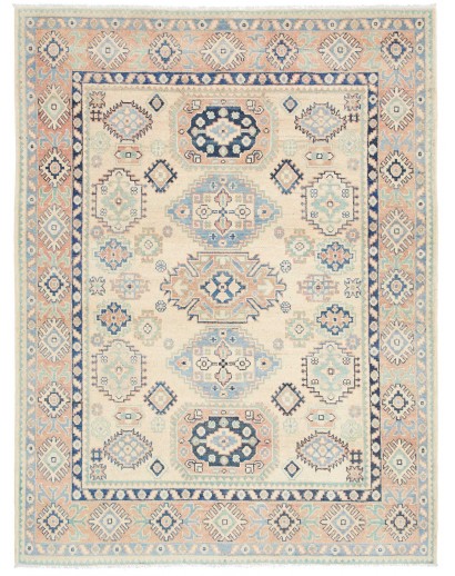 Tappeto Kazak Afghanistan beige azzurro 152x200