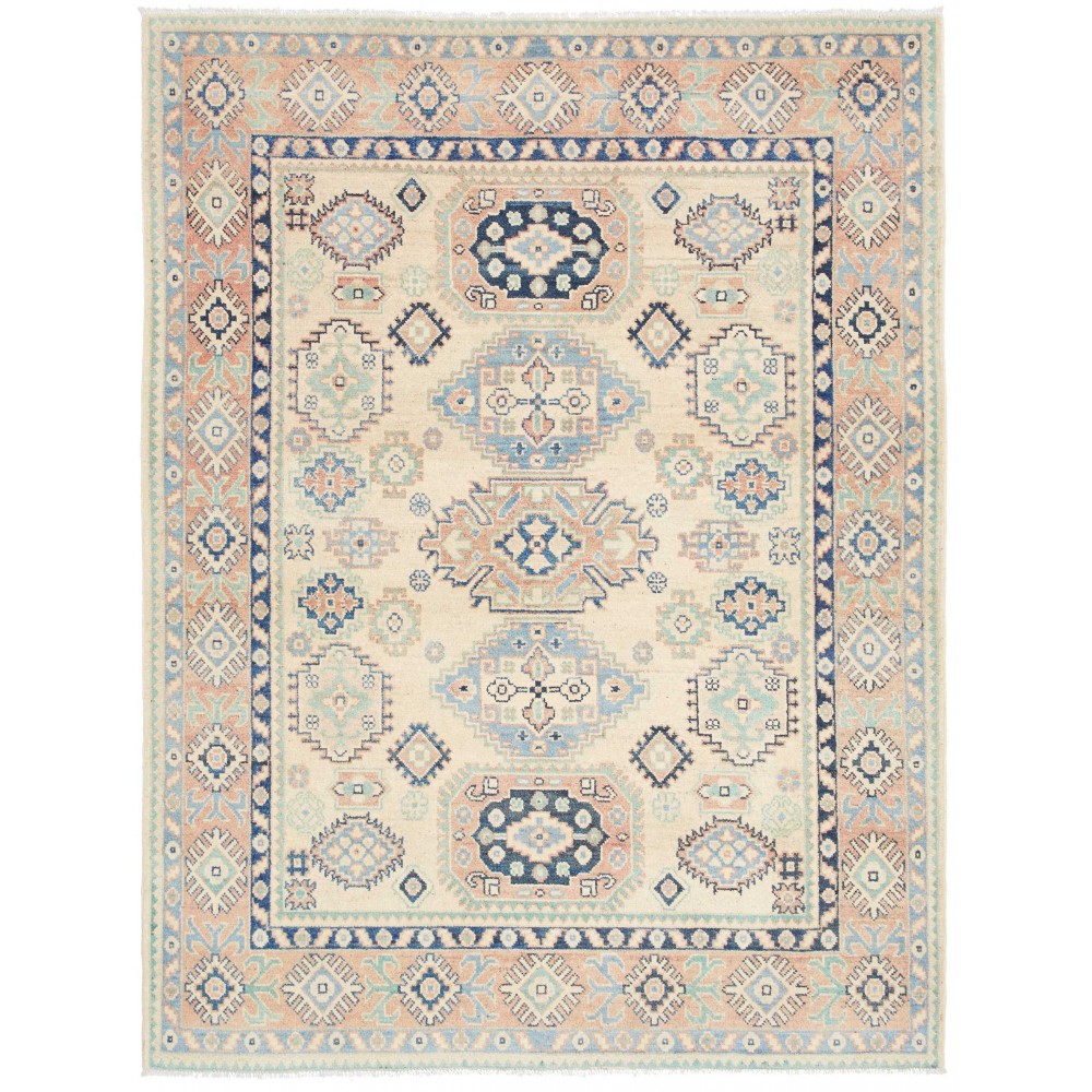 Tappeto Kazak Afghanistan beige azzurro 152x200