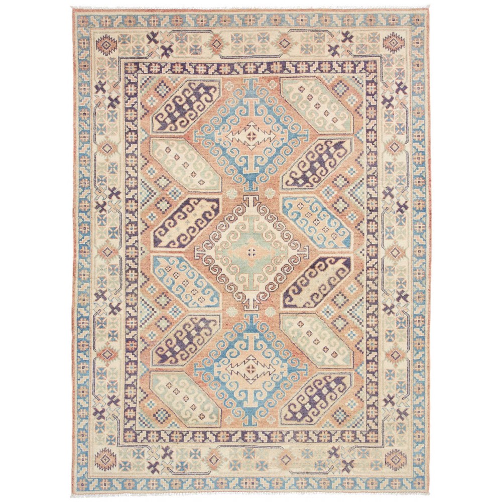 Tappeto Kazak Afghanistan beige azzurro 153x210