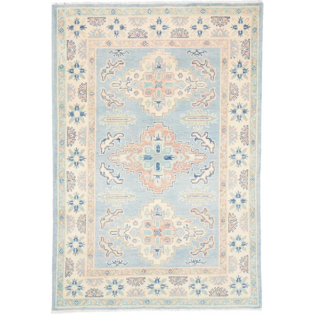 Tappeto Kazak Afghanistan bianco grigio 101x150