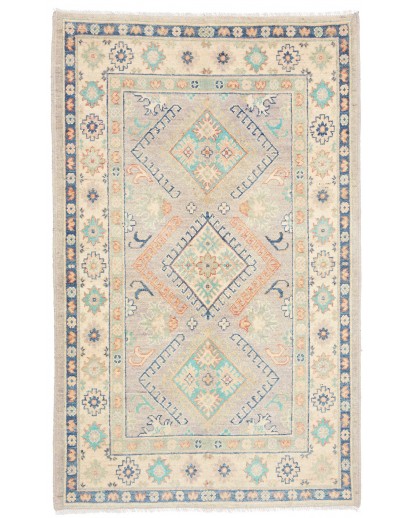 Tappeto Kazak Afghanistan bianco azzurro 98x161