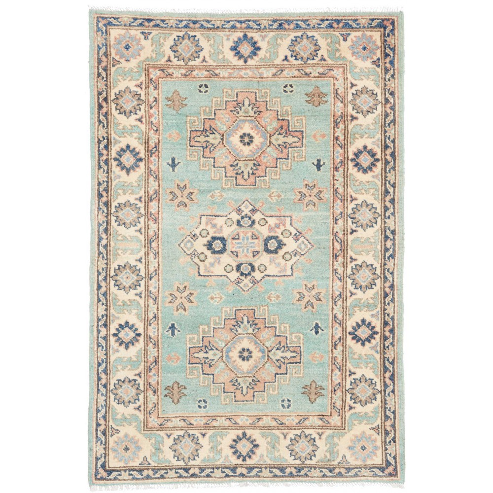 Tappeto Kazak Afghanistan beige azzurro 80x121
