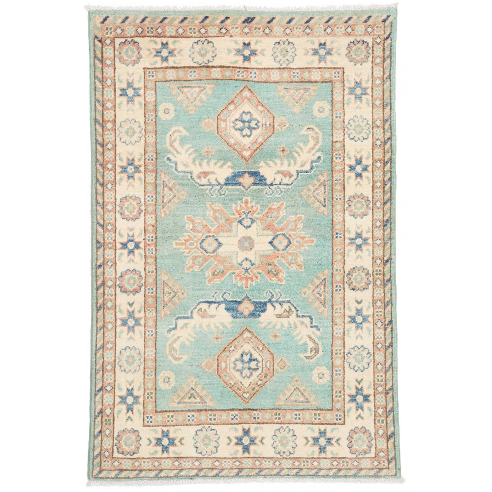 Tappeto Kazak Afghanistan beige azzurro 82x126