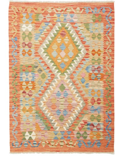 Tappeto Kilim Afghanistan marrone azzurro 105x150
