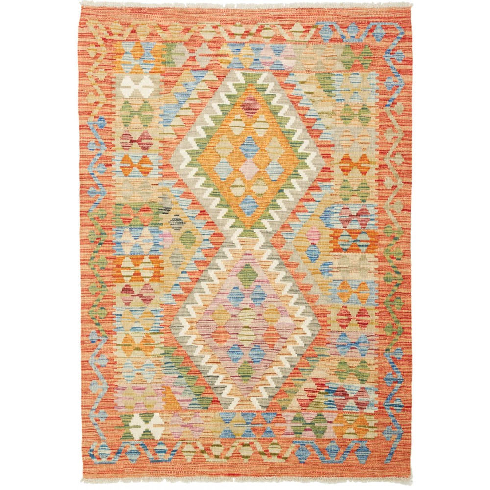 Tappeto Kilim Afghanistan marrone azzurro 105x150
