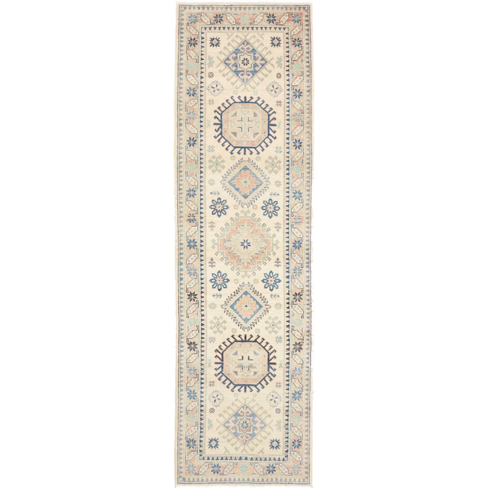 Tappeto Kazak Afghanistan bianco giallo 82x296