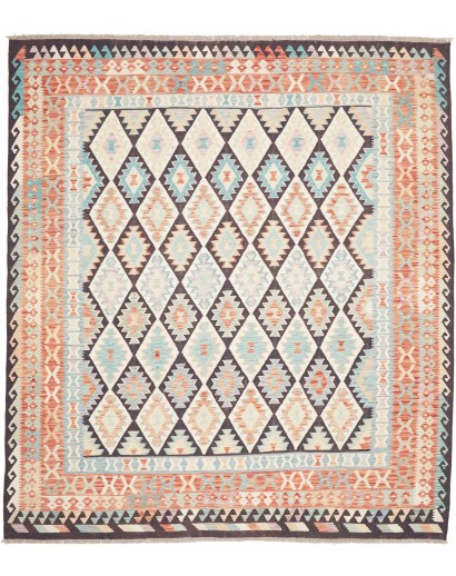Tappeto Kilim Afghanistan bianco azzurro 262x290
