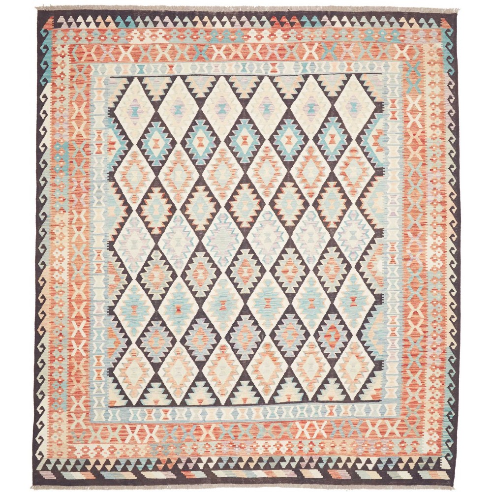 Tappeto Kilim Afghanistan bianco azzurro 262x290