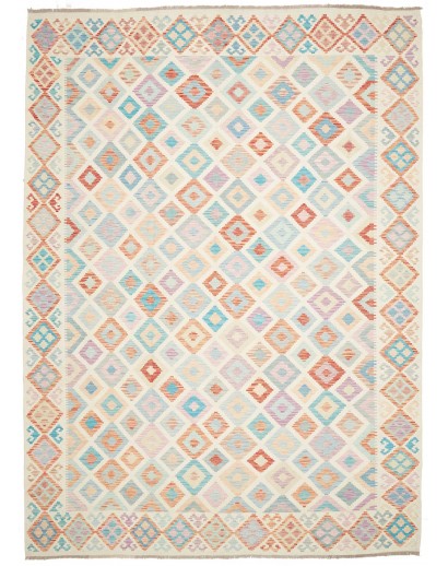 Tappeto Kilim Afghanistan bianco arancione 252x354
