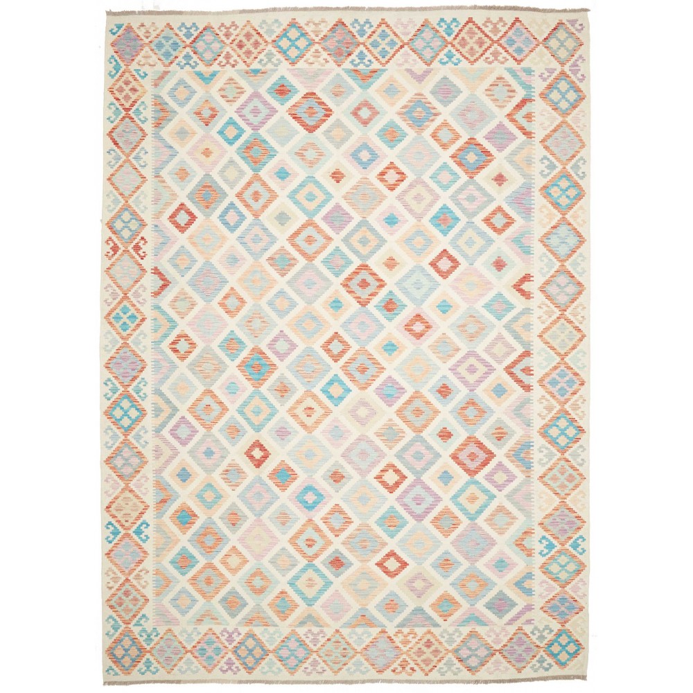 Tappeto Kilim Afghanistan bianco arancione 252x354