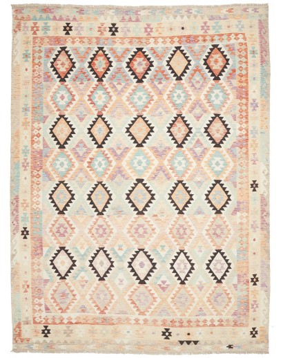 Tappeto Kilim Afghanistan bianco verde 260x348