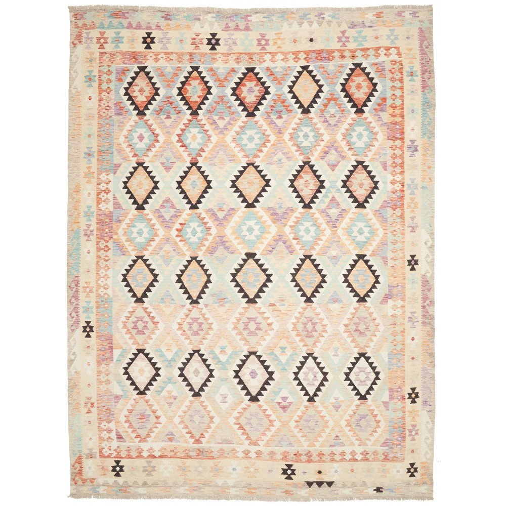 Tappeto Kilim Afghanistan bianco verde 260x348
