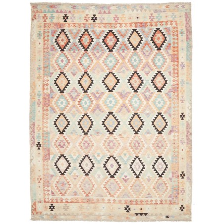 Tappeto Kilim Afghanistan bianco verde 260x348