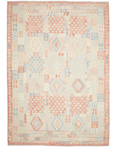 Tappeto Kilim Afghanistan bianco rosso 247x342