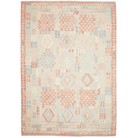 Tappeto Kilim Afghanistan bianco rosso 247x342