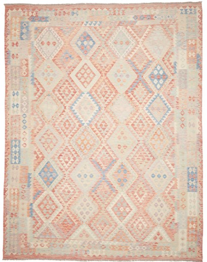 Tappeto Kilim Afghanistan bianco rosso 318x392
