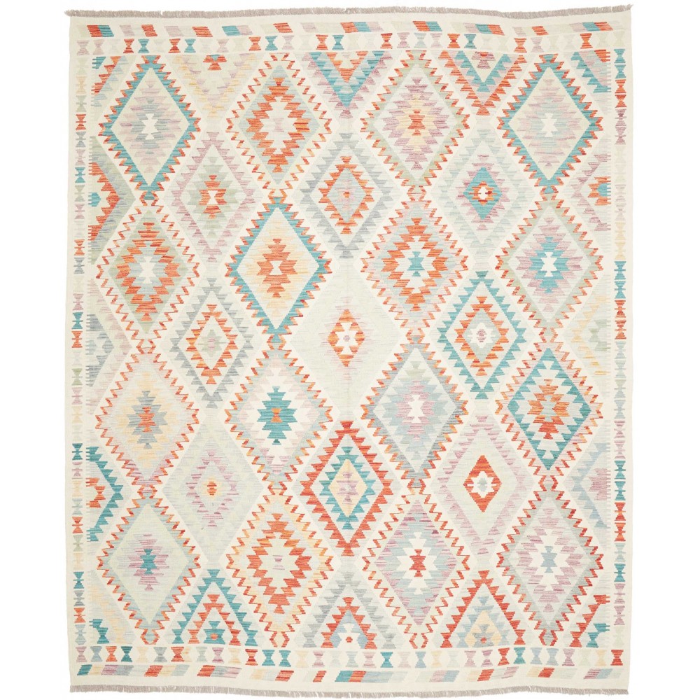 Tappeto Kilim Afghanistan bianco arancione 251x298