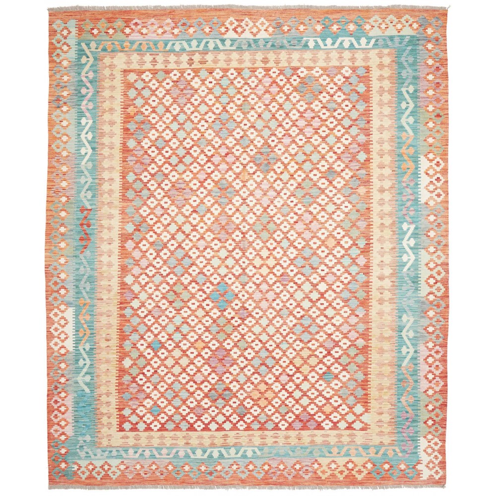 Tappeto Kilim Afghanistan bianco giallo 252x301