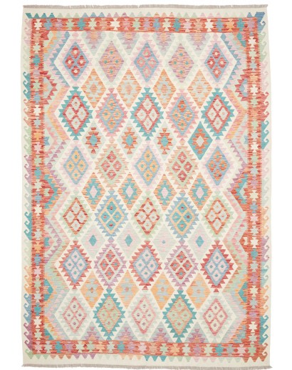 Tappeto Kilim Afghanistan bianco arancione 211x301