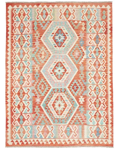 Tappeto Kilim Afghanistan bianco arancione 180x240