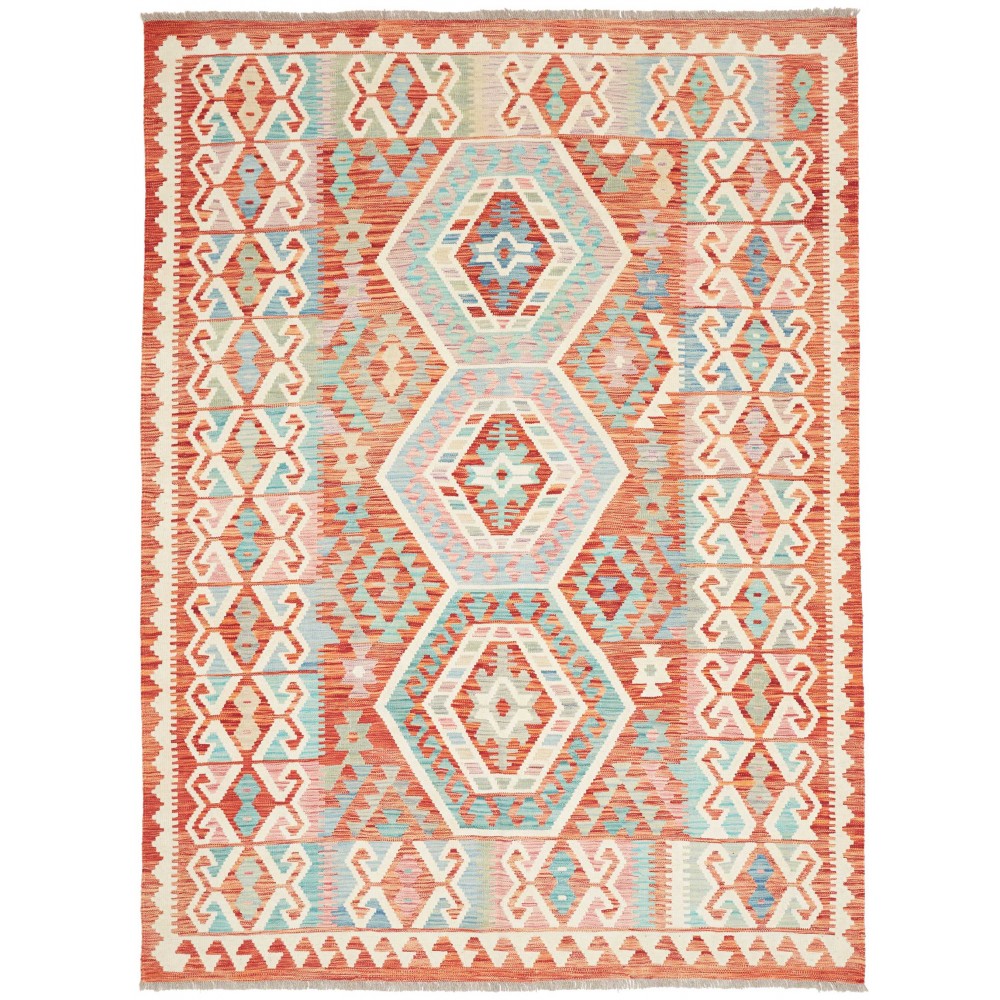 Tappeto Kilim Afghanistan bianco arancione 180x240