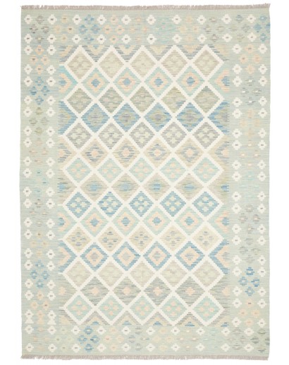 Tappeto Kilim Afghanistan bianco azzurro 174x244